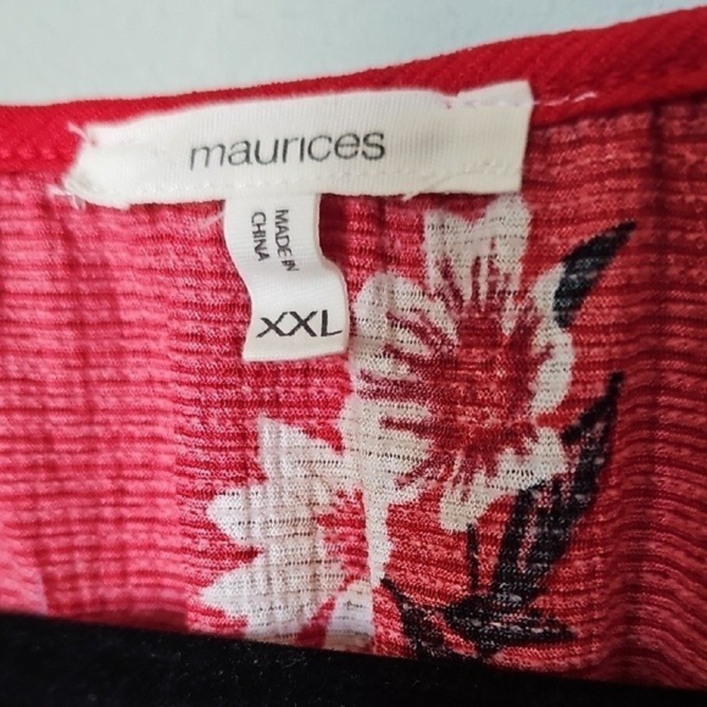 Maurices XXL Red Bold Floral Sleeveless Lightweight Strappy Chest Blouse Top - Picture 3 of 9